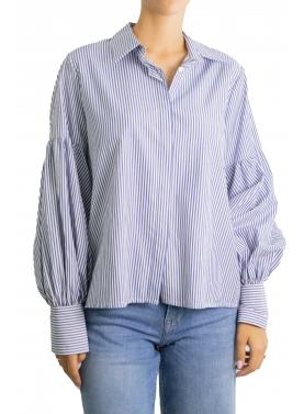 Camicia a righe con manica a palloncino 